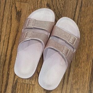 Birkenstock Pink Glitter Slide Sandals